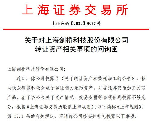劍橋科技轉讓資產引監管問詢 賬面為零評估卻值2560萬，技術開發背后是否暗藏關聯？